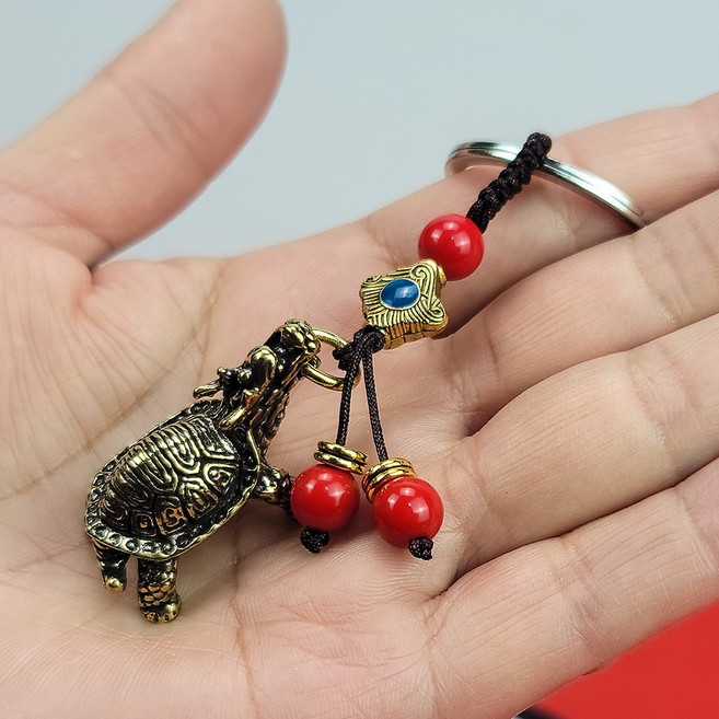 거북이 열쇠고리 용귀 키링 용머리 거북이 키링 액운방지 키홀더 풍수키링, 1개