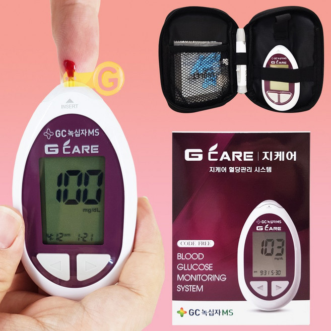 녹십자메디스 Gcare G300 혈당측정기(채혈기1개+채혈침10개+리튬건전지1개+당뇨관리수첩 포함), 1개, 녹십자 지케어 혈당측정기 (단품)