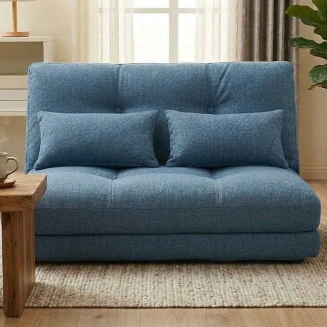 懶人沙發 多段調節躺椅, 藍, 沙發床加寬