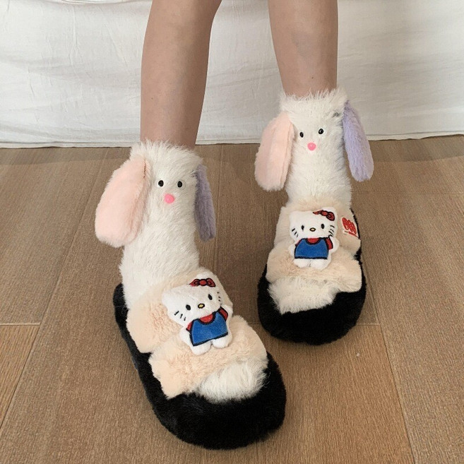 입체 강아지 캐릭터 수면양말 귀여운 밍크 양털 수족냉증 임산부양말