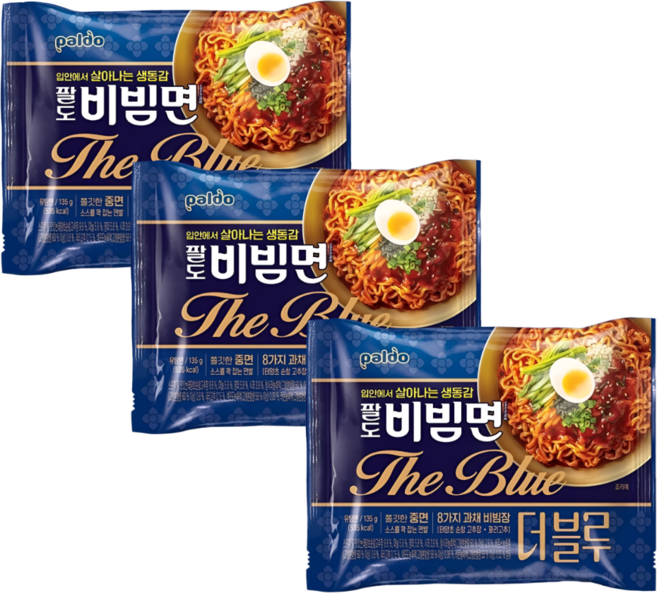 팔도 비빔면 더블루 135g, 3개