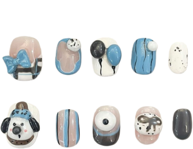 ins 큐티 강아지 캐릭터 수제 네일팁 NT0105, 1개, S