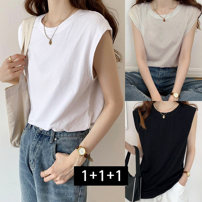 희야홈 여성 민소매 나시 티셔츠 3종세트