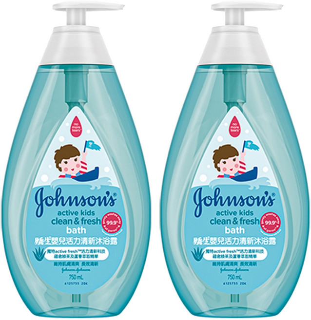 존슨즈베이비 액티브 키즈 클린 프레시 바스 바디 클렌저, 2개, 750ml