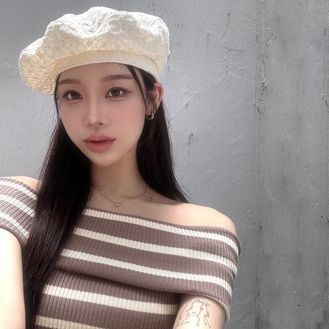 VANANA2 국내제작 여성 플라워 펀칭 여름 베레모