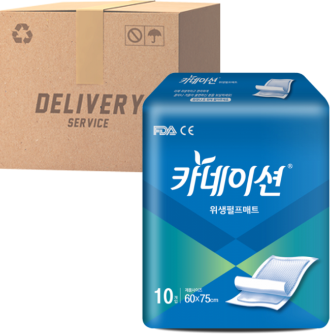 카네이션 위생매트 깔개매트 10매x10팩 (100매) 박스, 60 x 75cm, 10매입, 10개