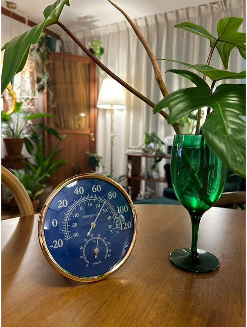 아날로그 온습도계 온도계 습도계 탁상용 벽걸이용 습도 온실장 식물관리 원형, 블루, 1개