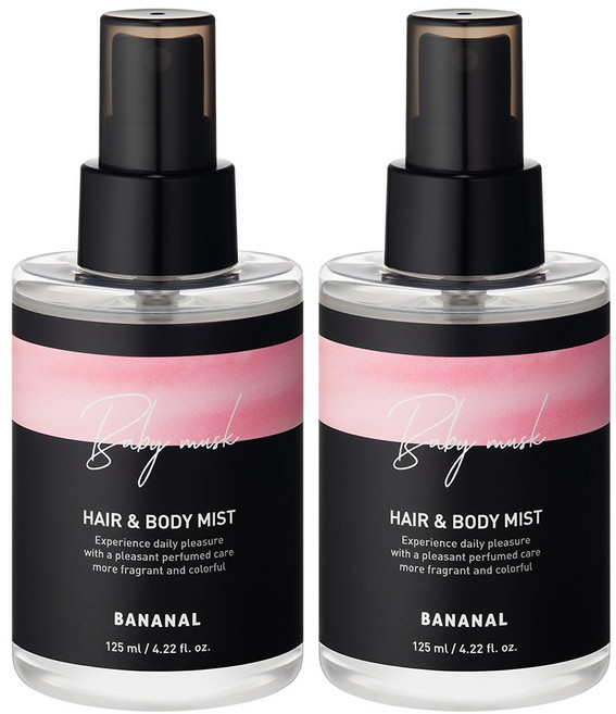 바나날 퍼퓸드 헤어&바디 미스트 베이비 머스크, 125ml, 2개