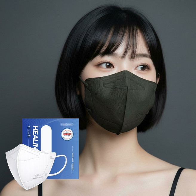 국산 KF94 새부리형 컬러마스크 시그니쳐 힐링핏 마스크, 다크그레이, 1개, 100매