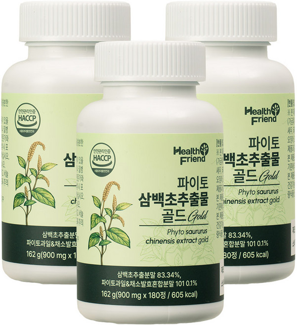 헬스프랜드 파이토 삼백초 추출물 골드, 3개, 180정