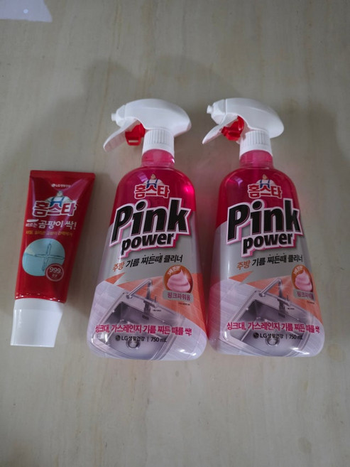 홈스타 핑크파워 주방기름 찌든때 클리너 750ml 2개+증정(바르는곰팡이싹 120ml 1개), 샤워부스 찌든때 클리너 750ml 2개+증정