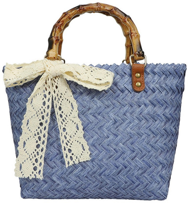 짚으로 엮은 가방 모조 대나무 가방 PVC 엮은 가방 토트백 해변 손잡이 가방 여성용 가방