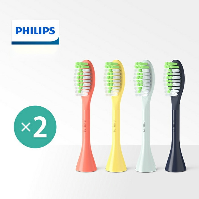 필립스 소닉케어 원 전동 칫솔모 교체 브러시 2개입 BH1022 4컬러, 망고
