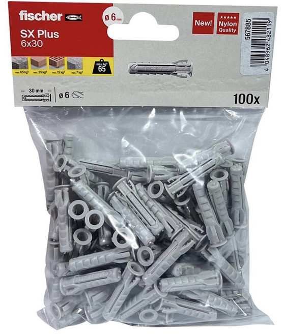 피셔 칼블럭 콘크리트용 SX 6mm 플라스틱앵커 100EA, 1개