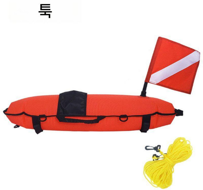 프리다이빙 안전 부표 바다 다이빙 주황색 레스큐 부이 안전부이 스쿠버 잠수 수중구조, 1. 살사+깃발(선형85X20)