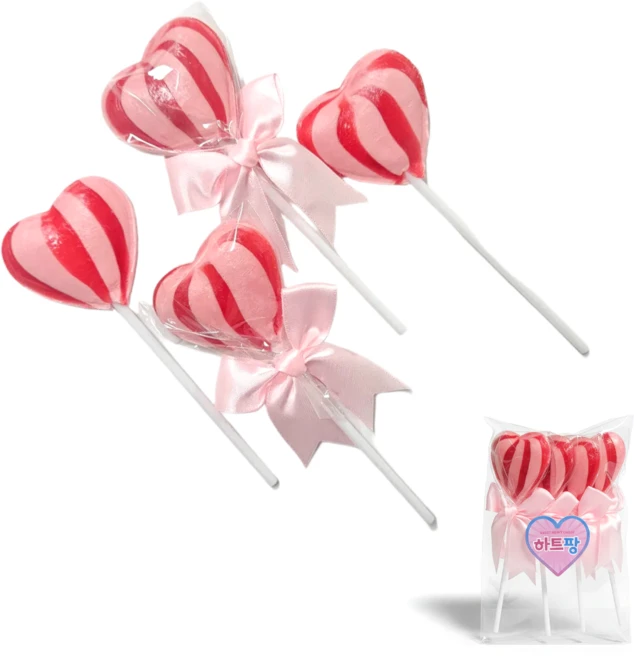 하트 수제 막대사탕, 35g, 4개 - 쿠팡