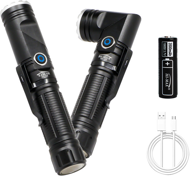 아노 ㄱ자변형 휴대용 랜턴 C타입 USB 충전용 18650 손전등 등산용 후레쉬 군용랜턴 SF10 고급세트, 블랙, 1세트