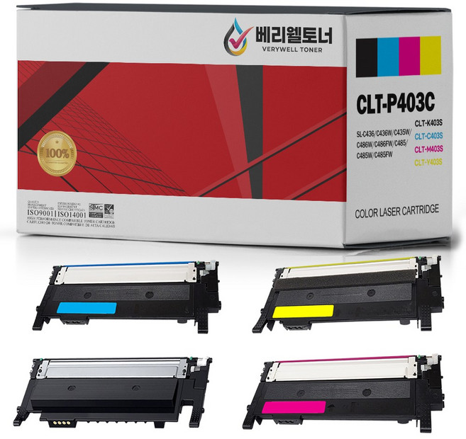 베리웰토너 삼성 CLT-K403S 4색세트 SL-C486W C486FW C436 C436W C435W C485FW C485W 호환 재생토너, 1개, 4색
