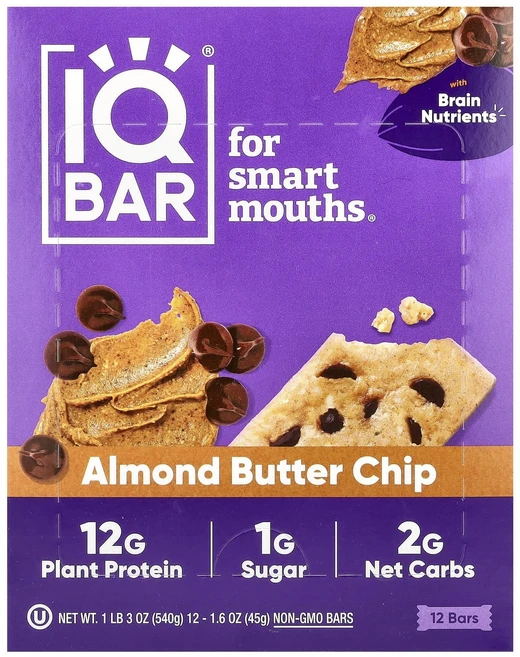 지금 곧 품절됩니다 IQBAR 식물성 프로틴바 아몬드 버터 칩 바 12개 각 45g(1.6oz) 서둘러주시면 감사하겠습니다, IQBAR식물성프로틴바아몬드버터칩바12개각45g16oz, 45g - 쿠팡