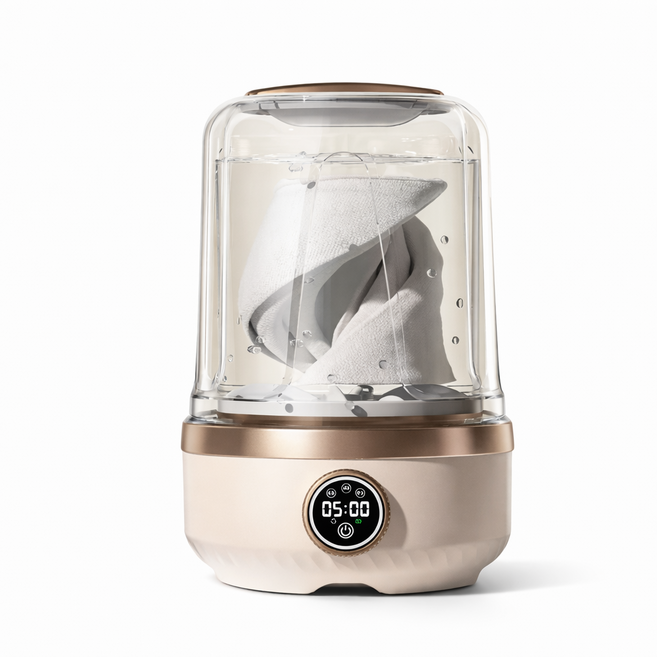 BUYU 무선 미니 세탁기 속옷 양말 전용 휴대용 가정용 여행용 원룸 소형 세탁기, 샴페인골드, A07