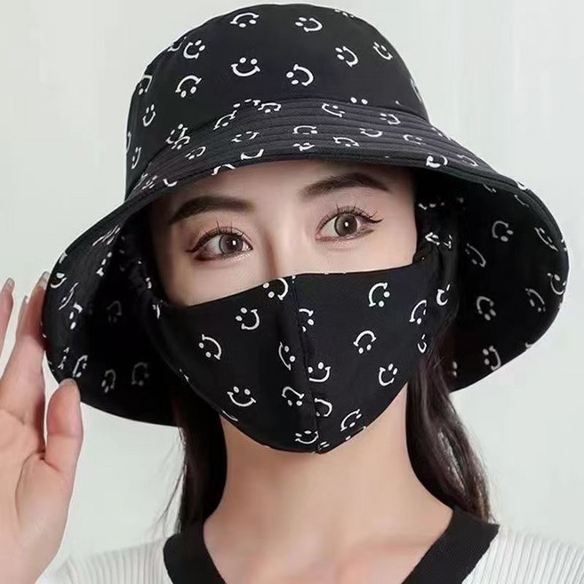 여성 UV차단 썬캡 마스크 일체형 페이스커버 모자 여름 자외선차단 아웃도어 햇빛가리개 캡, 무료, #05 페이즐리 무늬
