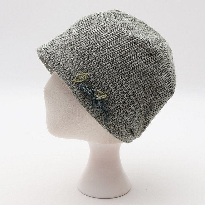 에스랑제이 여성 니트 비니 잎사귀 포인트 항암모자 패션 비니모자