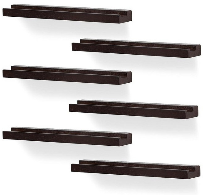 NIUBEST 비닐 Record Wall Mount 2 Pack-비닐 Shelves Album Display 홀더 for LP CD Book Art Storage 빈티지 H, Dark Walnut_182244