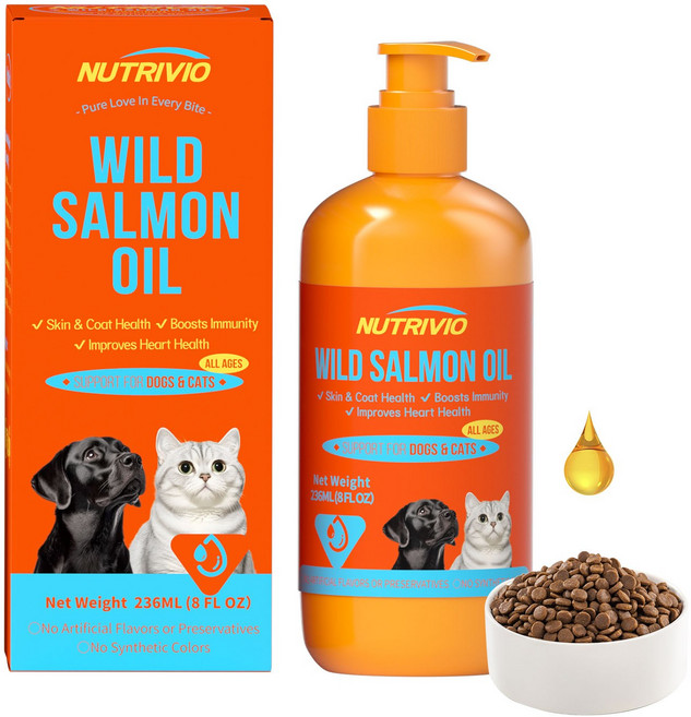 Nutrivio 강아지 영양제 알래스카 내추럴 노견 소형견 종합 대용량 연어오일 영양제, 1개, 오메가3, 236ml