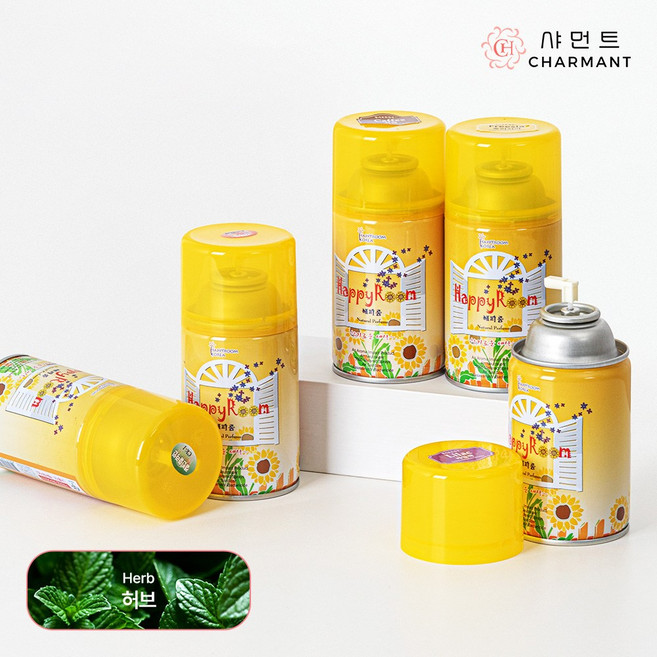 화장실 타이머 자동 방향제 분사기 실내 욕실 사무실 거실 분사형 (허브), 280ml, 6개, 허브