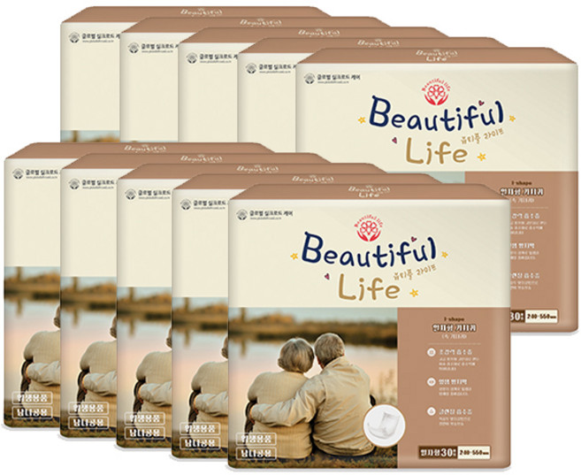 뷰티풀라이프 성인용 속기저귀 일자형, 30개입, 10개