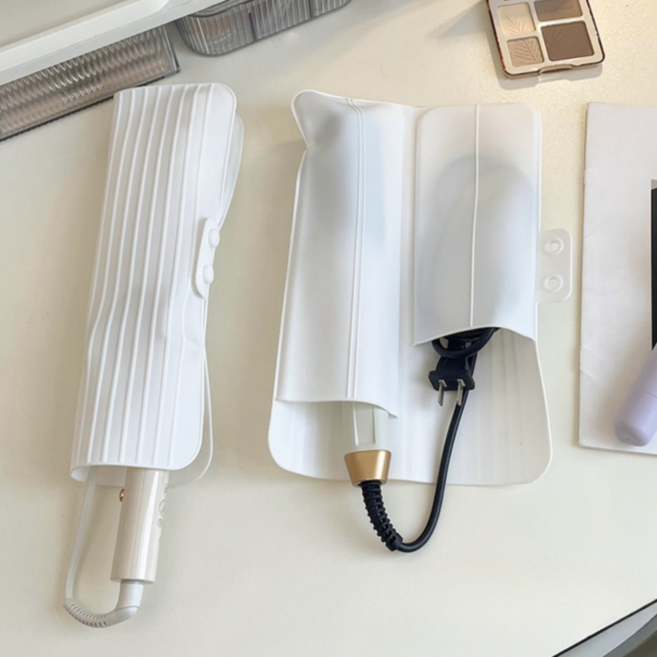 루나오라 심플휴대 고데기 정리 실리콘 파우치, 화이트, 1개