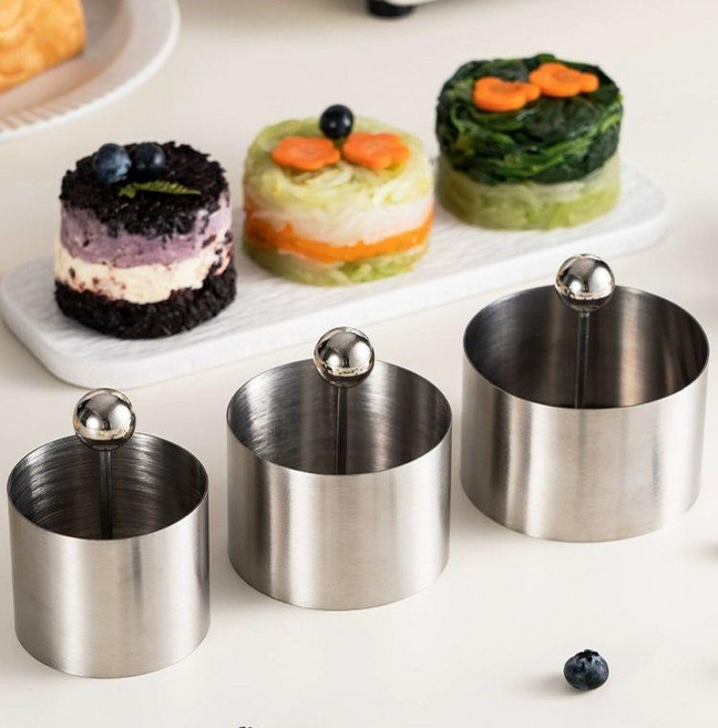 주방용 플레이팅틀 스테인레스 모양틀 몰드 음식틀, 1개, 중형 스테인리스+고기 분리지 11cm 4-9세