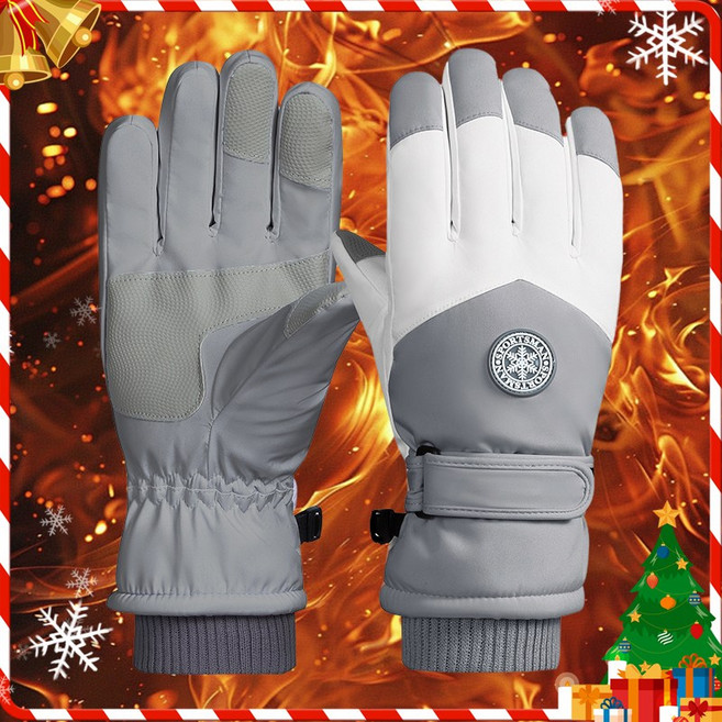 ZOZOFO 방한 장갑 스키장갑 스키겸용 스마트터치 방한장갑 방수 방풍 스키 보드 장갑 양손세트 오토바이 장갑 등산장갑 겨울장갑, 여성용-(화이트 그레이), 1개
