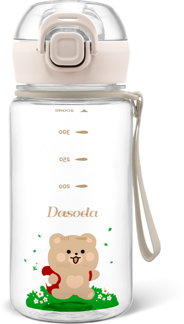 다소다 원터치 트라이탄 허그보틀 어린이 물통 스트랩세트, 1개, 400ml, 크림화이트