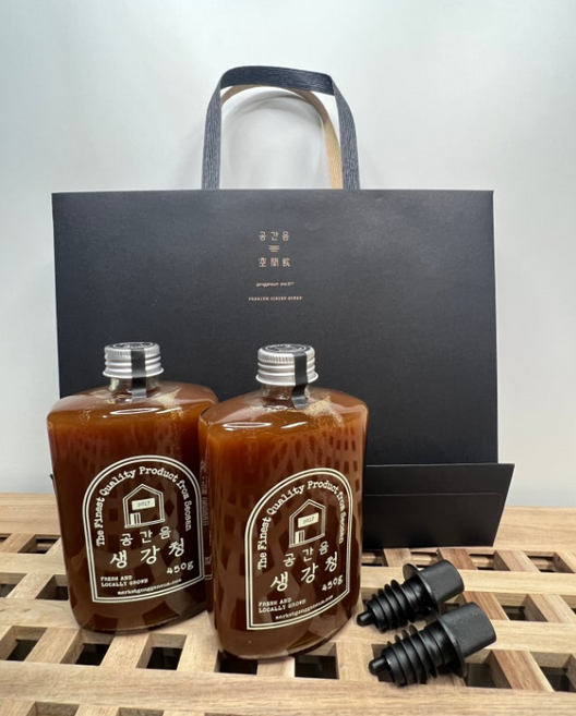 25년 햇생강청 서산 생강청 프리미엄 선물세트 (쇼핑백 포함) 감기예방 생강청 [원산지:국산(충청남도 서산시)], 1개, 2개입, 450g