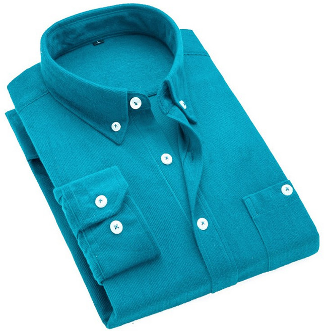 FANSYLI 남성 와이셔츠 솔리드 심플 빈티지 코듀로이 셔츠 비즈니스 캐주얼 셔츠 빅사이즈 루즈핏 순면 카고 셔츠 XR2512D26