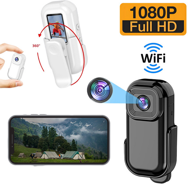 EMITAIM wifi 1080P 초소형 바디캠 미니 액션캠 휴대용 카메라 크로니클 바디캠 녹음기 블랙박스, 블랙(Black), AD188Pro