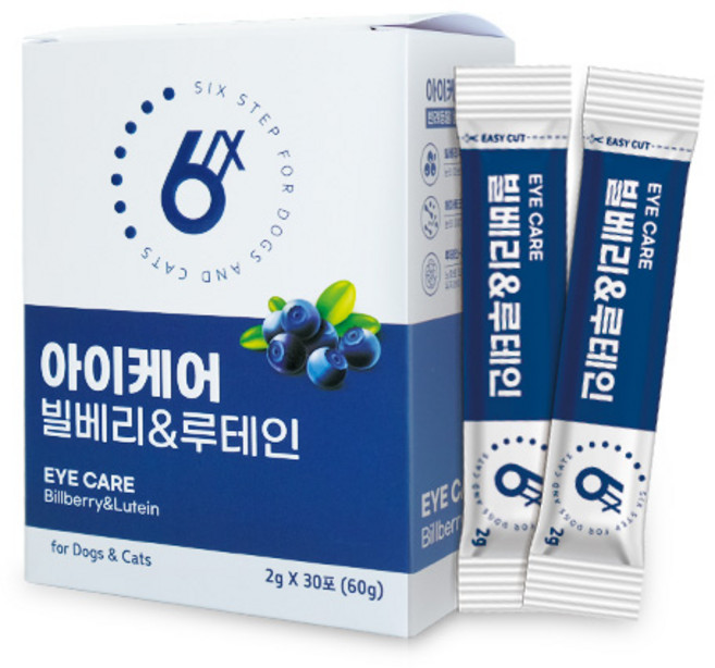 식스스텝 아이케어 빌베리&루테인 [반려동물 눈영양제], 30회분, 눈물개선/눈건강+장건강, 1개