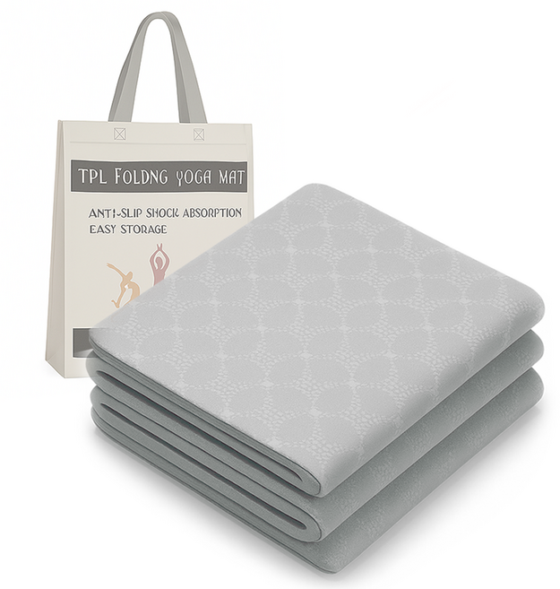 핫쏘잇 8mm 논슬립 접이식 요가매트, 그레이, 1개