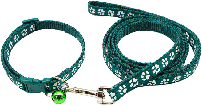 퍼플펫 반려동물 초경량 목줄 + 리드줄 세트, 초록색, 1개