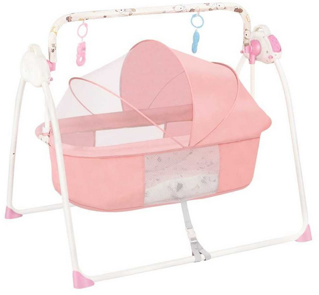 신생아흔들침대 그네 달래기 울음그치기 자동 분홍색 요람, I. 리넨 그레이 블루투스