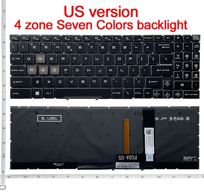 MSI Cyborg 15 A12V/A13V/A13U/A13VF AI A1V 십자선 R6E B12UE ZKatana PULSE 백라이트 키보드의 새로운 기, 03 color backlight