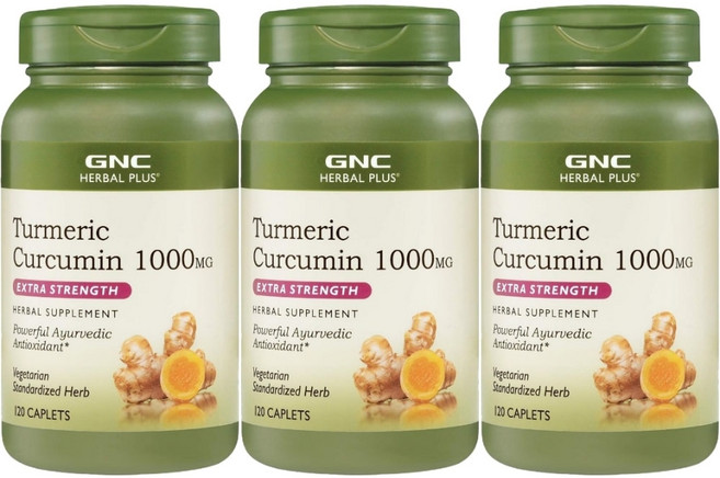 GNC 허벌 플러스 엑스트라 스트렝스 터메릭 강황 커큐민 1000mg, 3개, 120정
