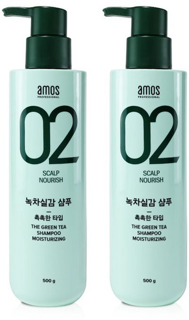 아모스프로페셔널 녹차실감 중건성두피 모이스트 샴푸, 500g, 2개