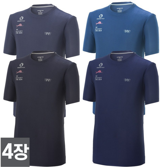 워킹맨 아울렛 4세트 시원한 라운드 반팔 티셔츠 스포츠웨어 작업복 운동복 빅사이즈 일상복 A308