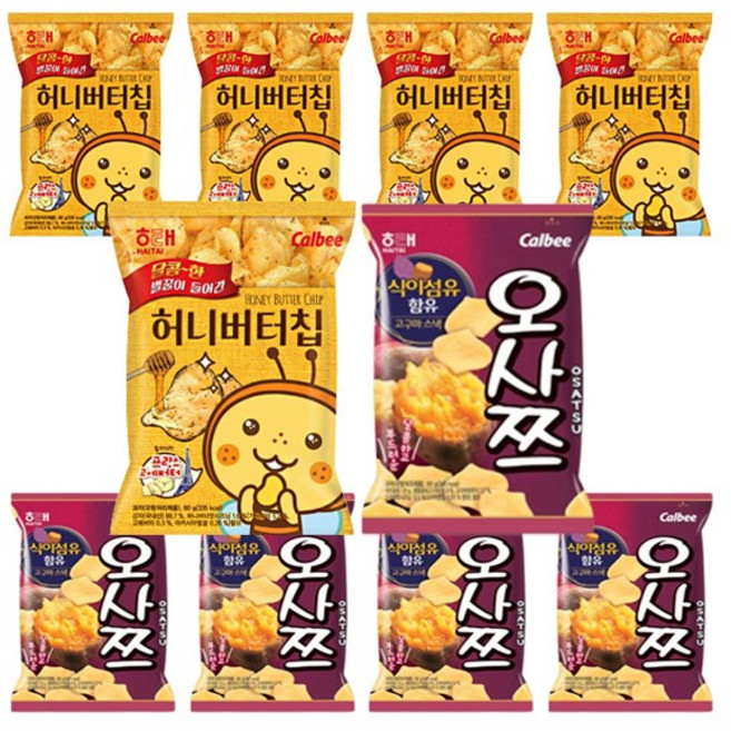 해태 허니버터60g 5개 오사쯔60g 5개 총10개 박스안심포장, 10개, 60g