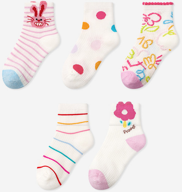 슈가앤 여아용 NE 큐트 망사양말 5켤레 세트 유아 아동 초등 양말