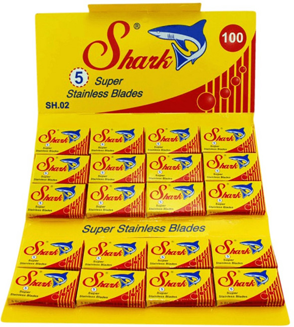 샤크 슈퍼스테인리스 면도날 20팩 100개 일회용 수입면도날, 20세트, 5매입
