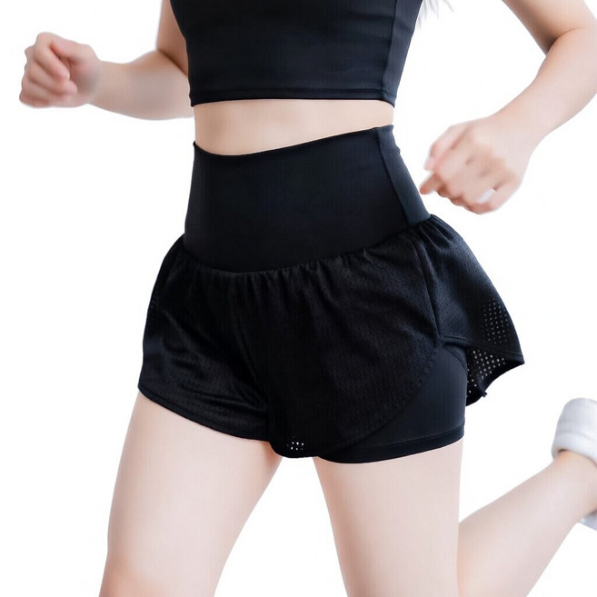 리포라페 여성 2in1 투인원 러닝 쇼츠 하이웨스트 Y존커버 반바지