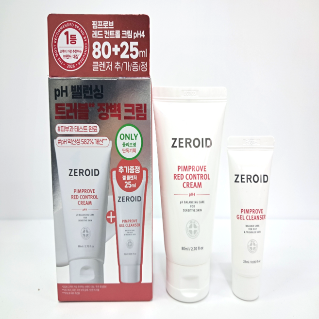 제로이드 핌프로브 레드 컨트롤 크림 pH4 80ml+25ml(젤 클렌저), 1개, 80ml